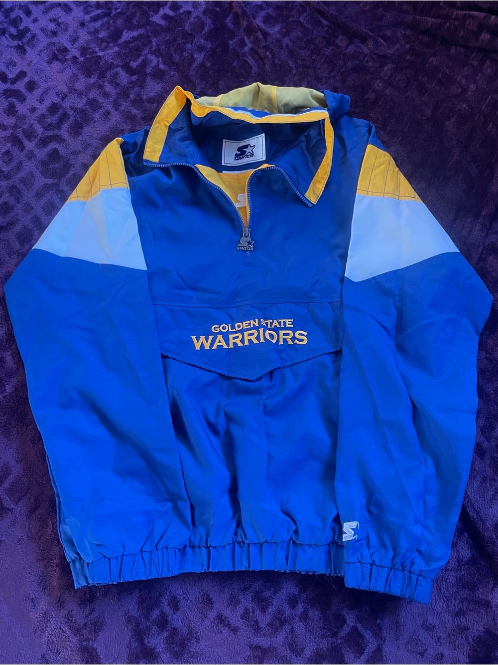 STARTER Blue and Yellow Golden State Warriors Pullover Jacket
